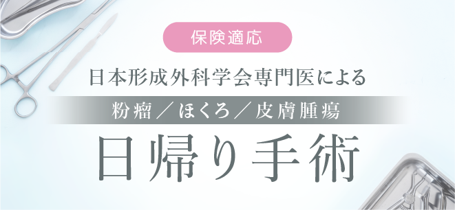 保険適応 日本形成外科学会専門医による 粉瘤／ほくろ／皮膚腫瘍 日帰り手術