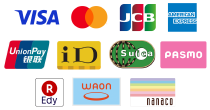 ご利用可能な決済手段：VISA、Mastercard、JCB、AMERICAN EXPRESS、UnionPay（銀聯）、iD、Suica、PASMO、楽天Edy、WAON、nanaco